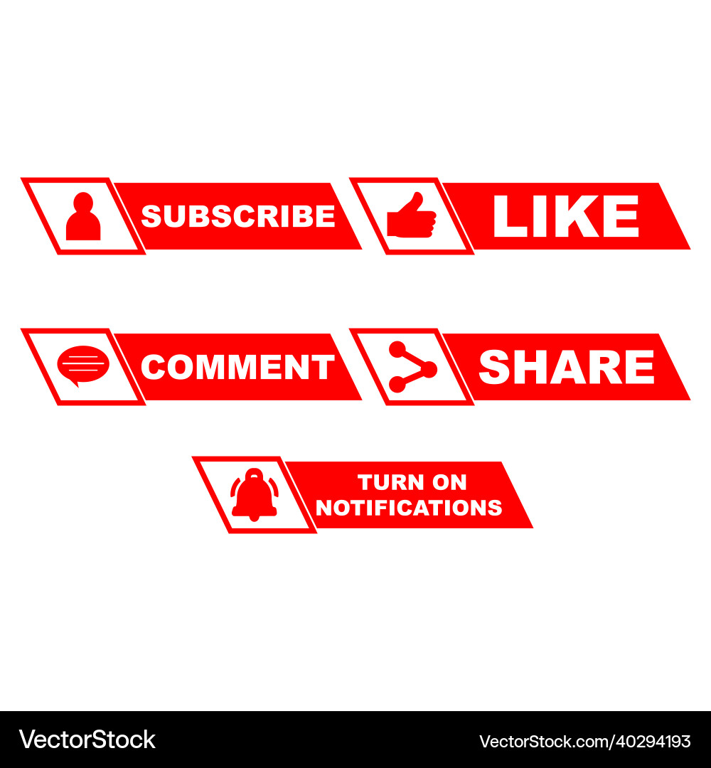 Subscribe button stylish collection with multiple vector image