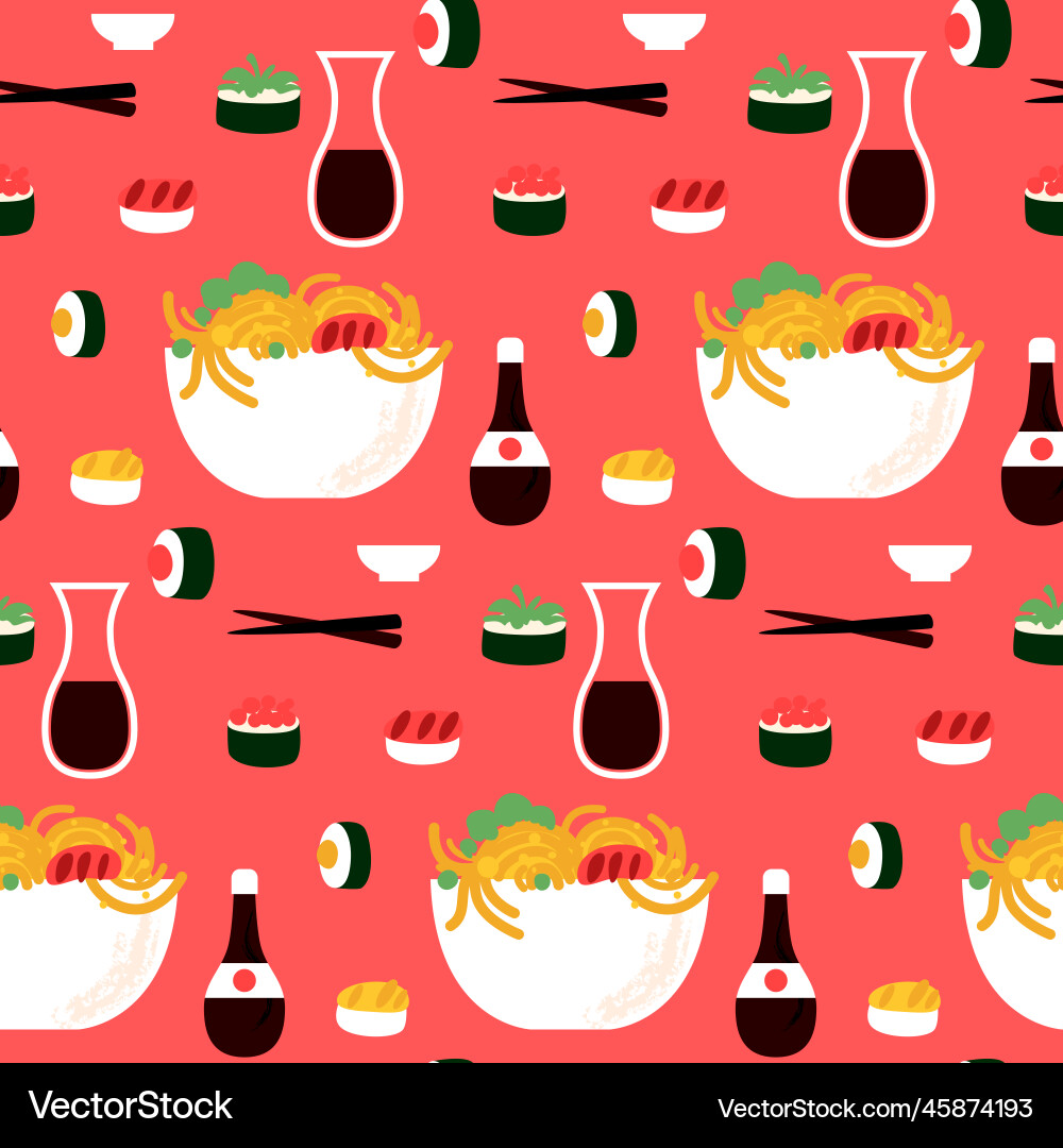 Sushi menu seamless pattern Sushi menu seamless pattern vector image