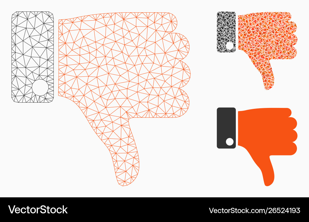 Thumb down mesh network model and triangle Thumb down mesh network model and triangle vector image