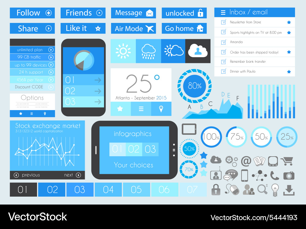 Ui flat design elements for web infographics Vector Image