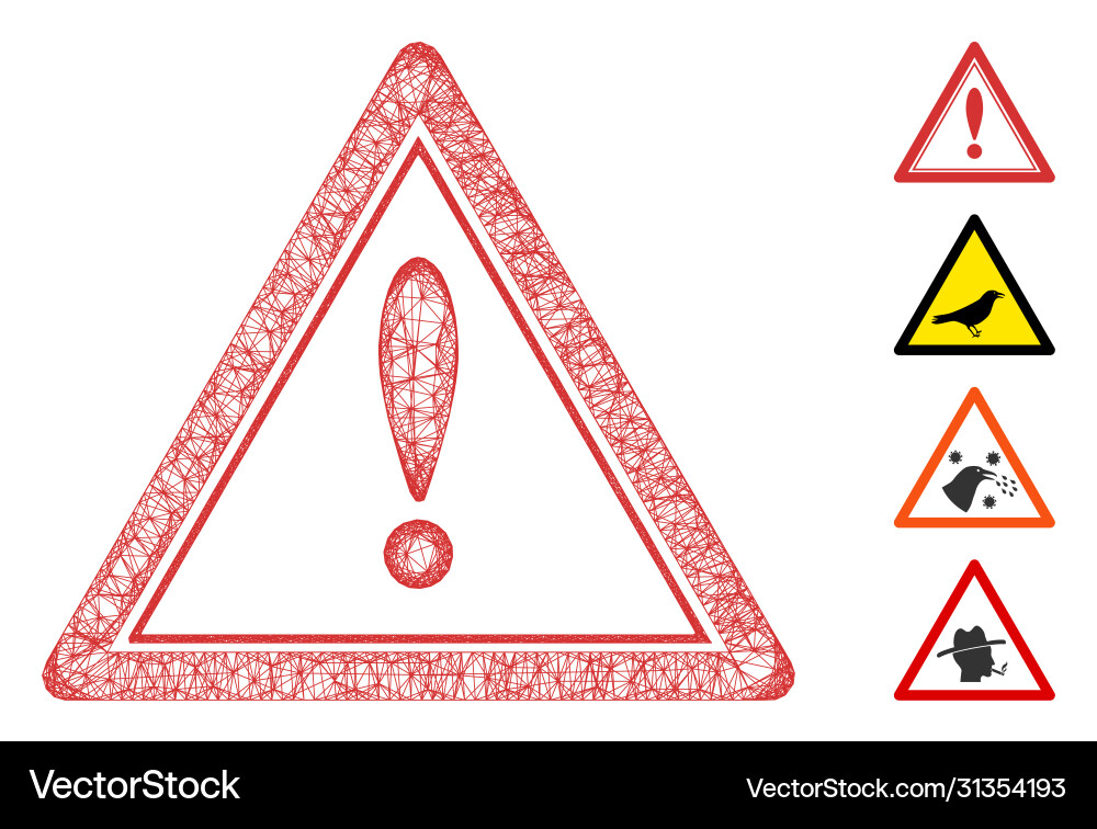 Warning triangle web mesh Warning triangle web mesh vector image