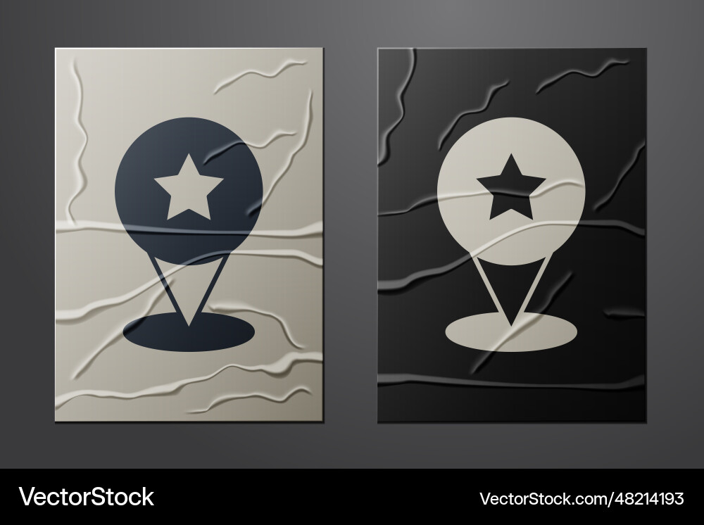 White map pointer with star icon isolated White map pointer with star icon isolated vector image