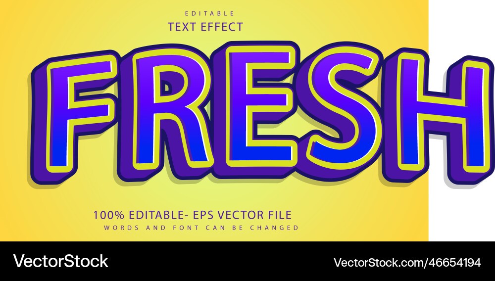 3d minimal word fresh editable text effect design 3d minimal word fresh editable text effect design vector image