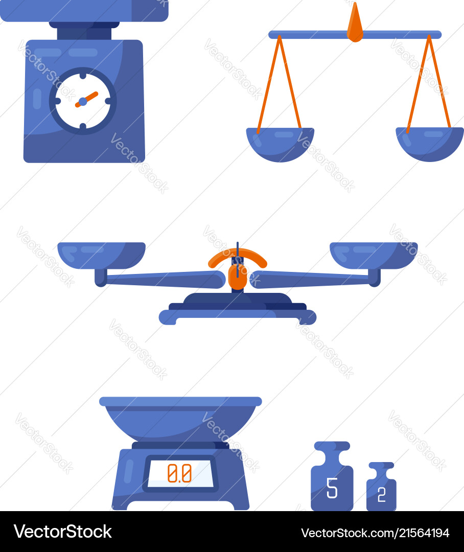 A set of different scales in flat style A set of different scales in flat style vector image