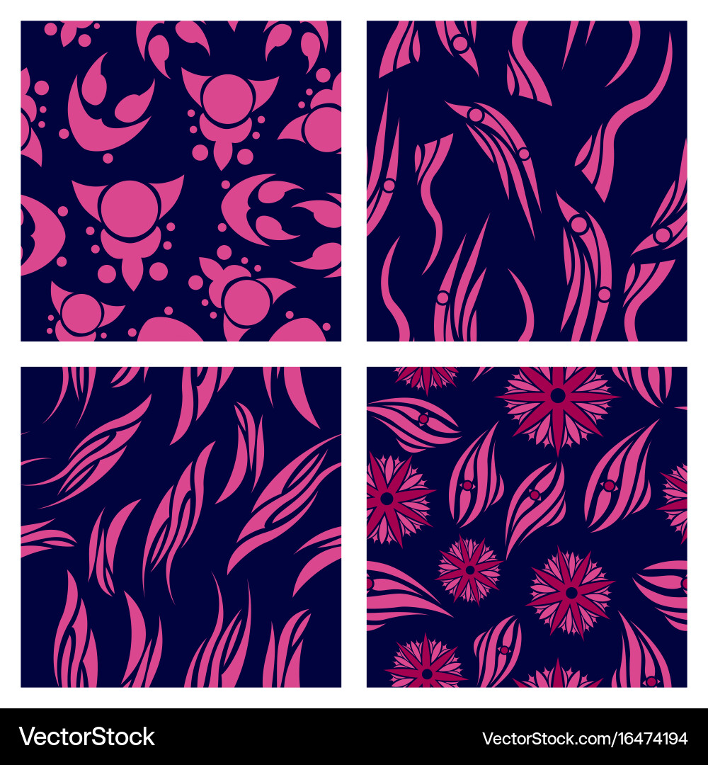 Assembly of patterns in flower style vector image