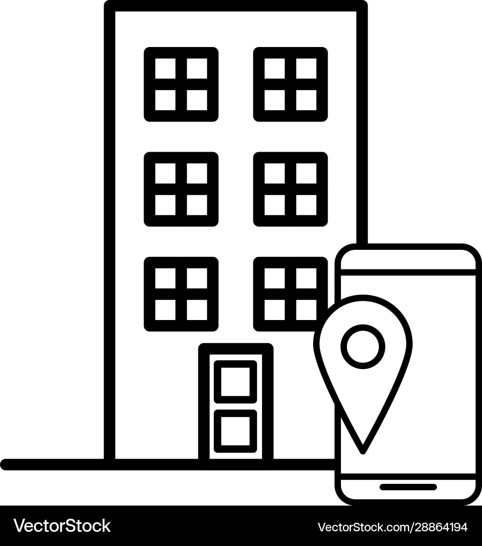 Building front facade with smartphone Vector Image