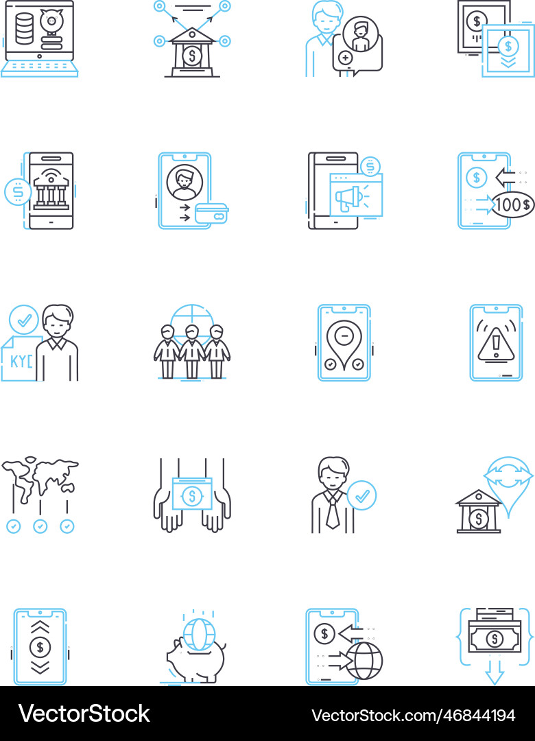 Digital contracts linear icons set e-contracts Digital contracts linear icons set e-contracts vector image