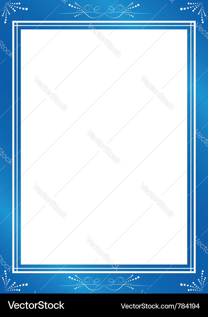 Elegant Blue Frame with White Tracery Vector Image