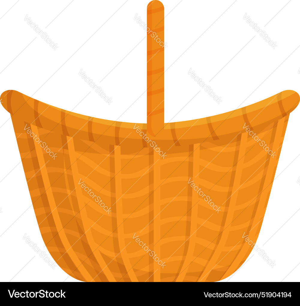 Empty wicker basket standing with raised handle Empty wicker basket standing with raised handle Vector Image