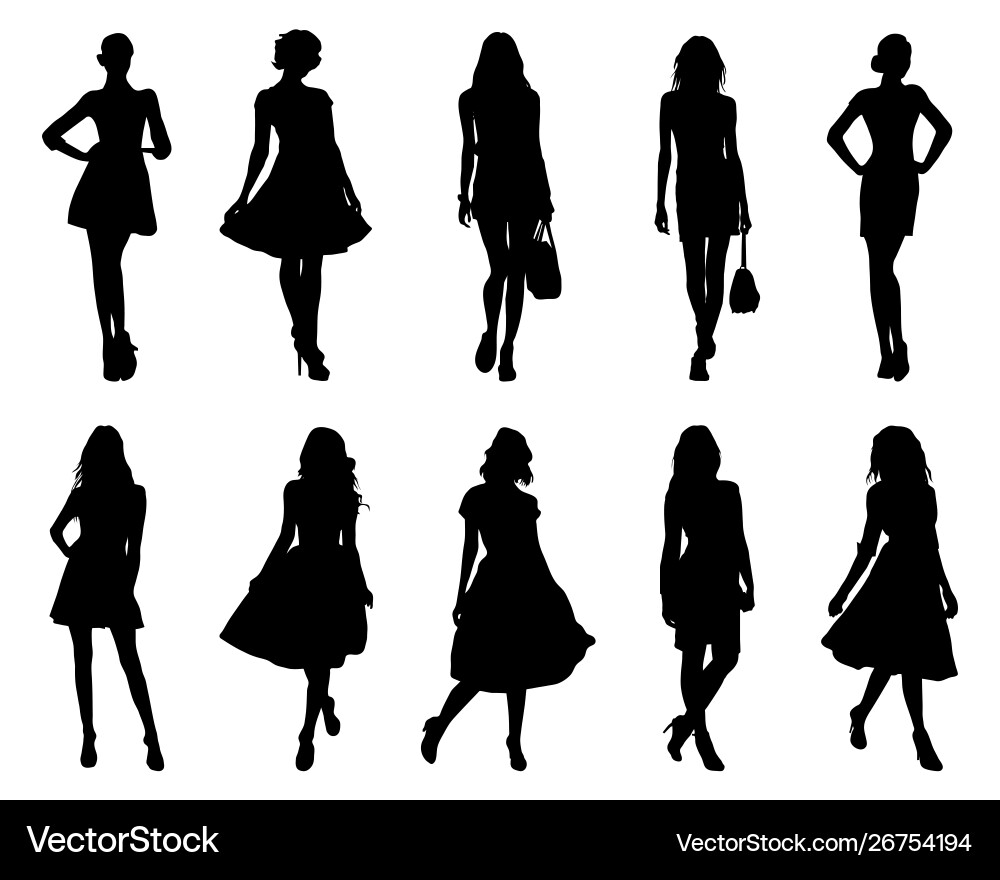 Fashion girls silhouettes vector image