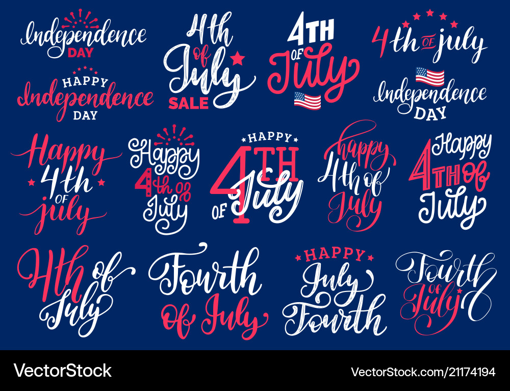 Fourth of July Typography Set Vector Image