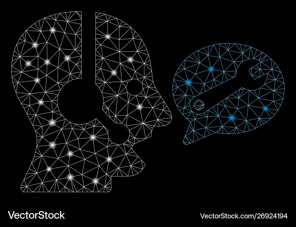 Glowing mesh wire frame operator service message Glowing mesh wire frame operator service message vector image