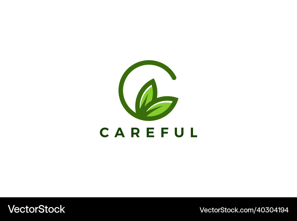 Green Leaf C Logo - Eco Friendly Vector Image