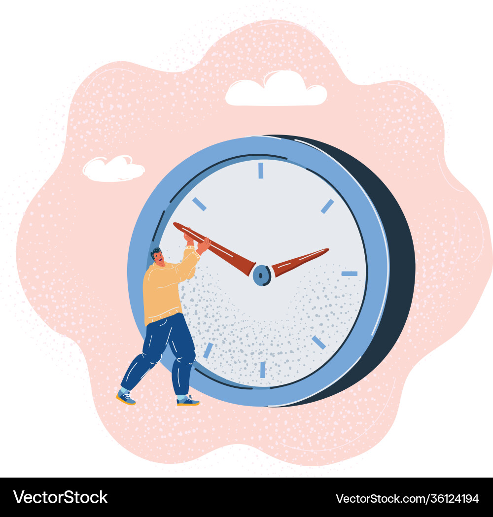 Man trying to stop time Man trying to stop time vector image