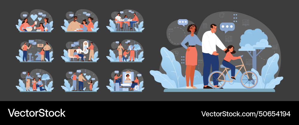 Modern Family Dynamics Set Royalty Free Vector Image