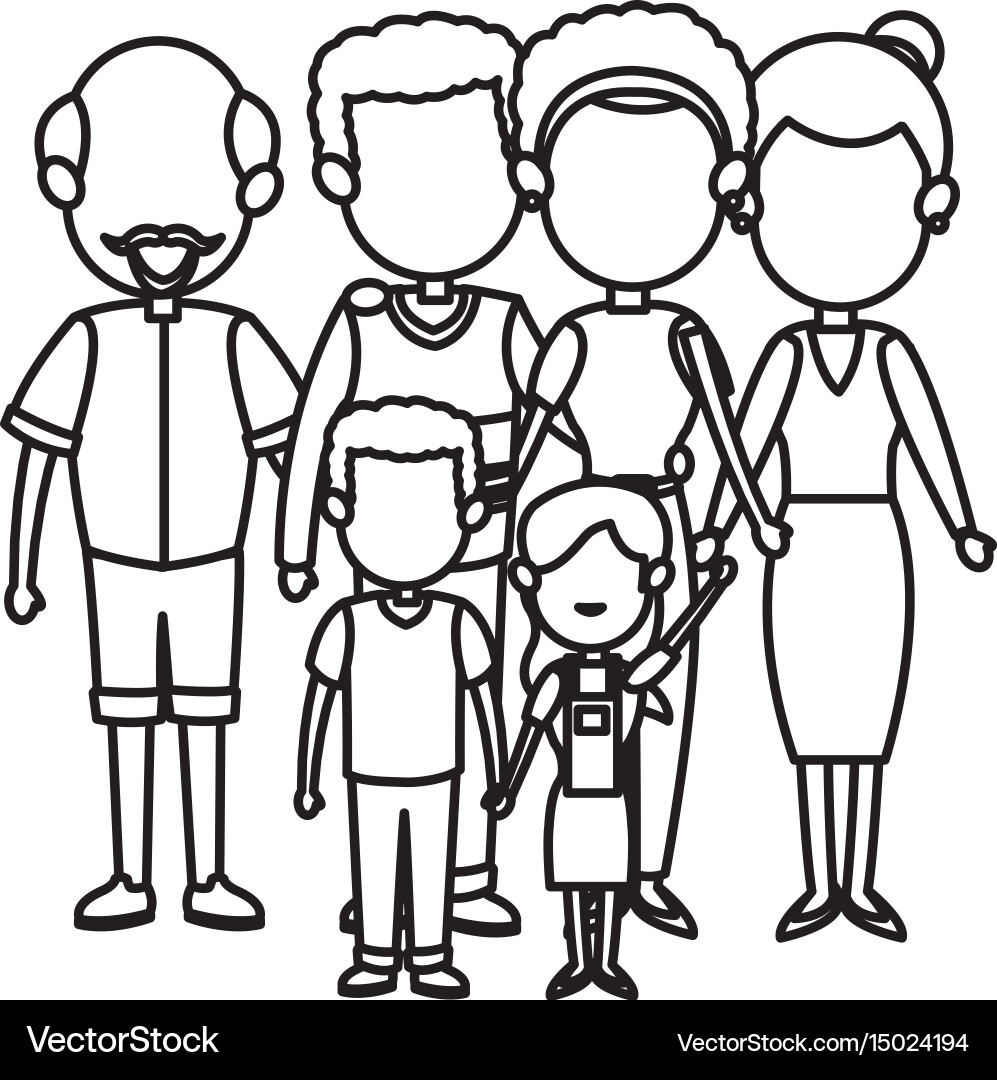 Süße Familienangehörige zusammen Mitglieder vektorbild