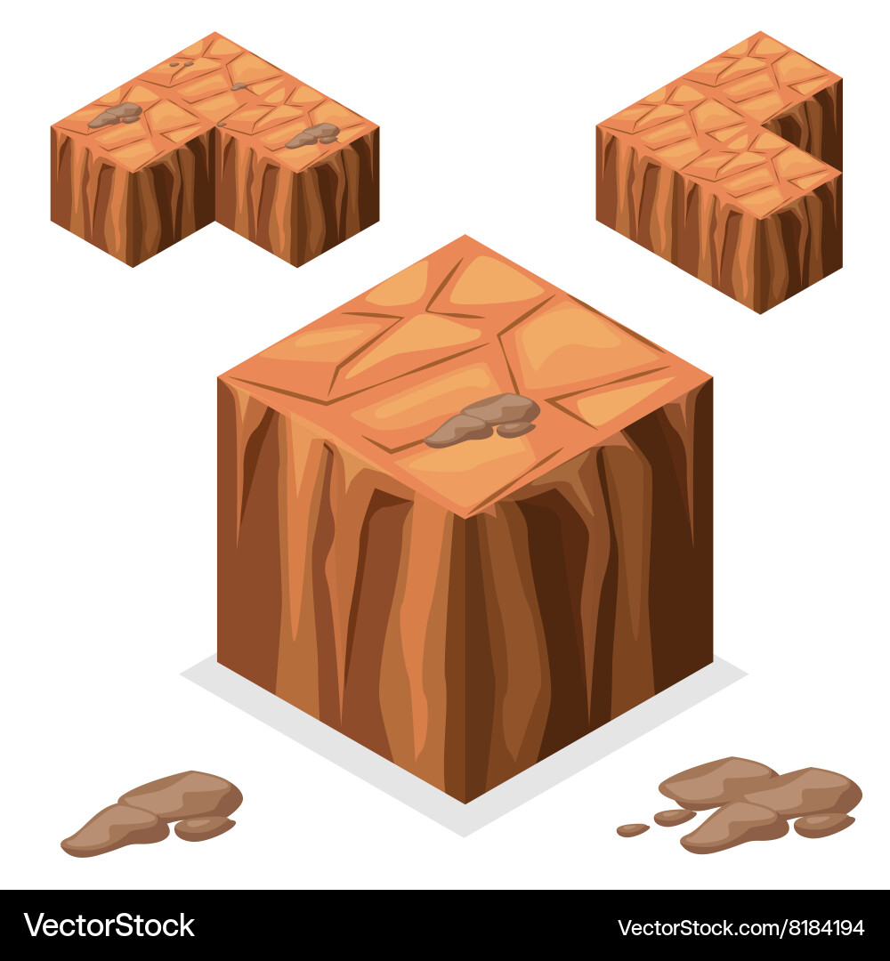 Seamless game block isometric landscape cube vector image