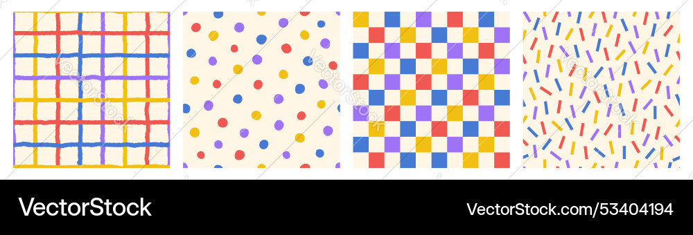 Seamless pattern set of multicolored hand drawn Seamless pattern set of multicolored hand drawn vector image