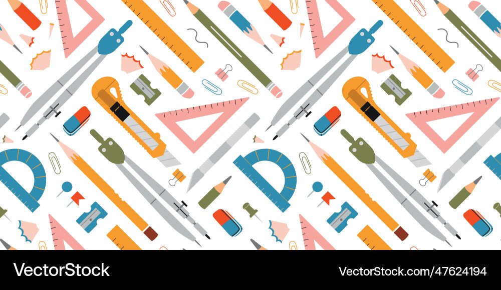 Seamless pattern with drawing and graphics tools Seamless pattern with drawing and graphics tools Vector Image