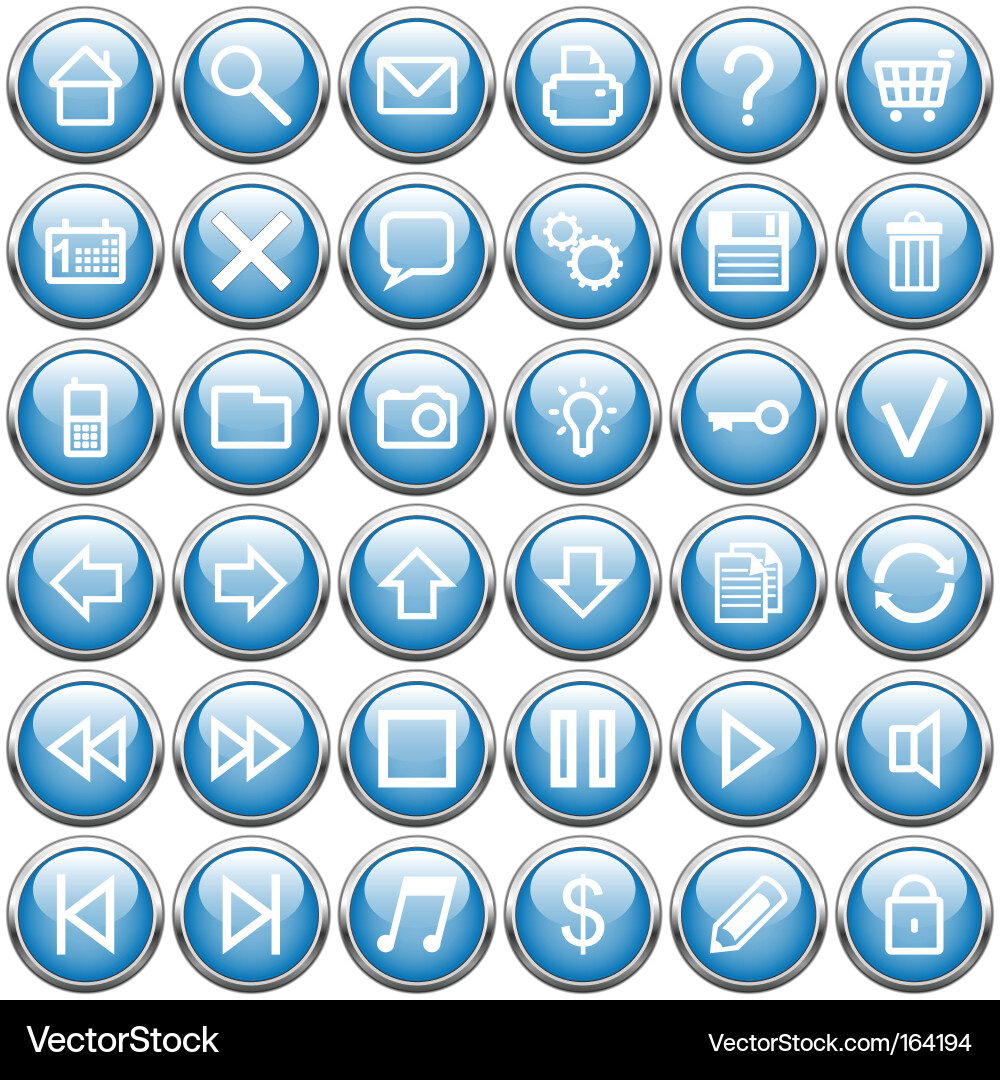 Set of Blue Button Icons Vector Image