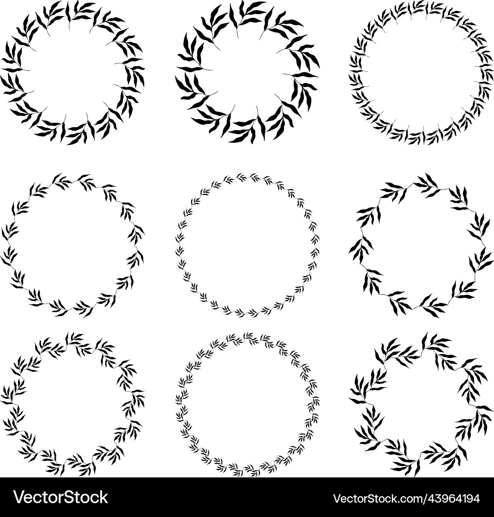 Set of circle botanical frames Set of circle botanical frames vector image