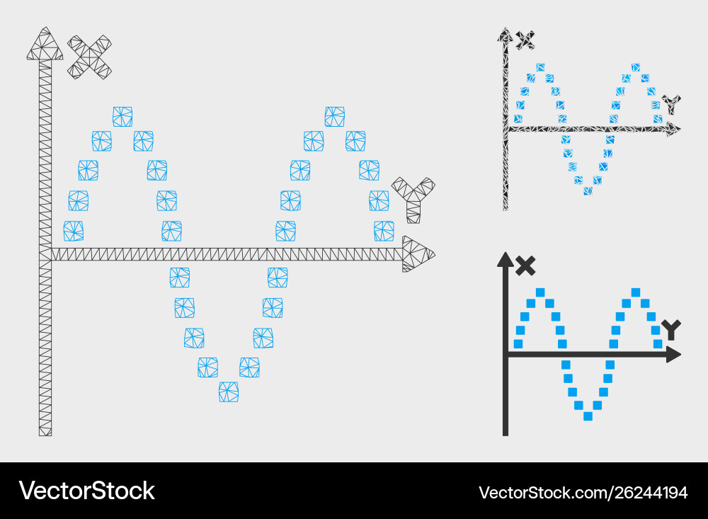 Sinusoid plot mesh wire frame model Sinusoid plot mesh wire frame model vector image