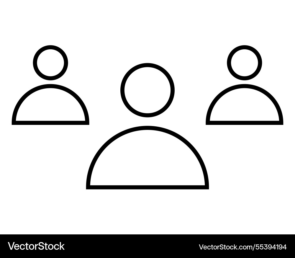 Three user icons representing teamwork Three user icons representing teamwork vector image