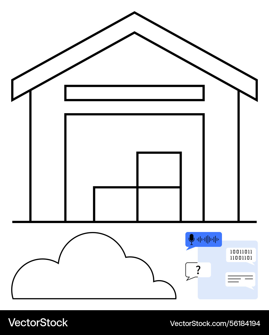 Warehouse with cloud data integration and ai Vector Image