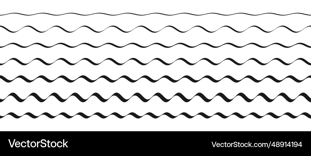 Wavy border pattern set repeating wave lines Wavy border pattern set repeating wave lines vector image