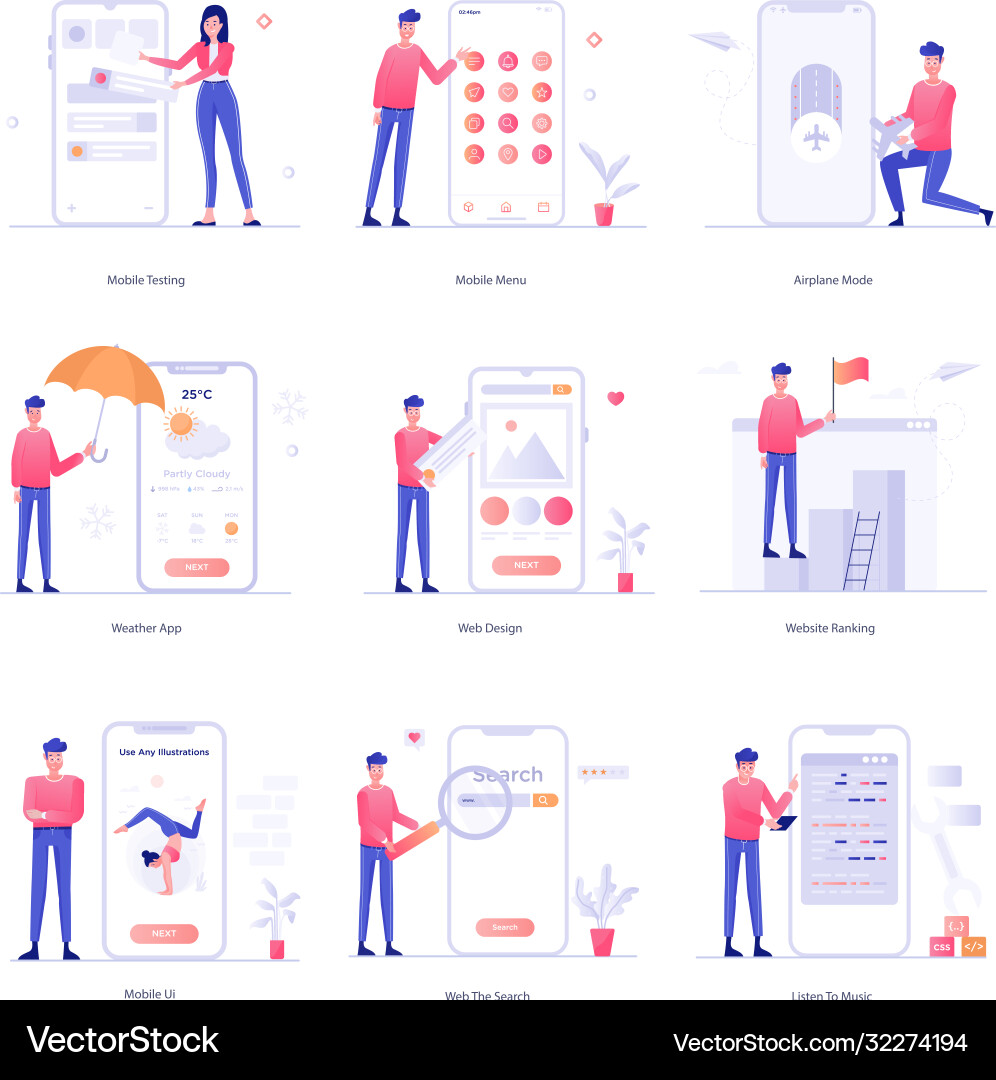 Web and app development flat pack vector image