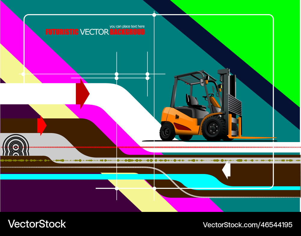 Abstract hi-tech background with forklift image 3d Vector Image