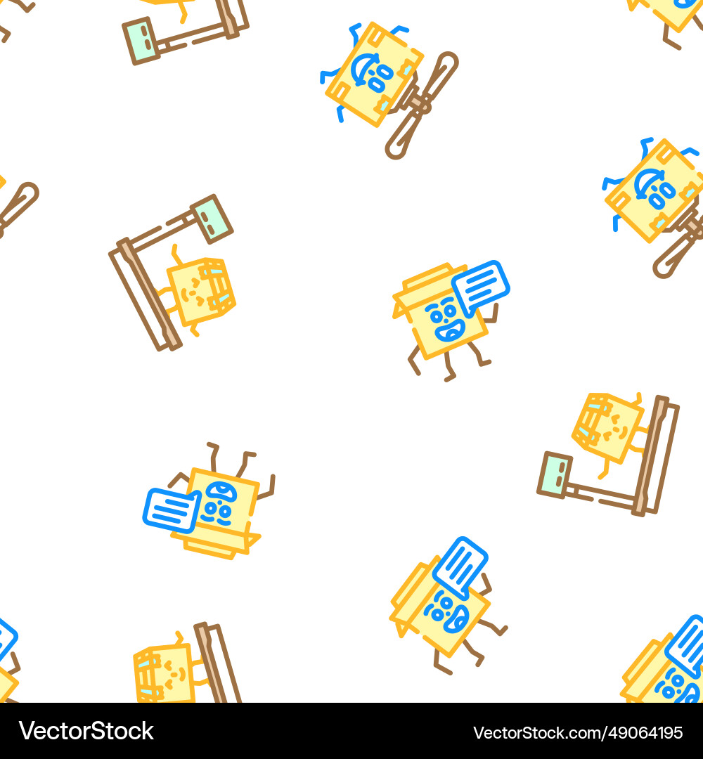 Cardboard box character seamless pattern Vector Image