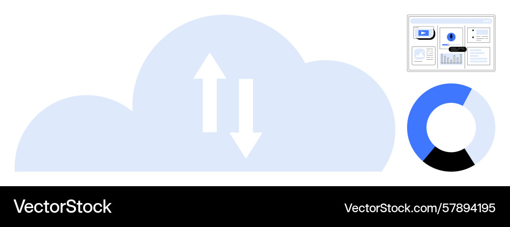Cloud computing with data flow arrows dashboard Cloud computing with data flow arrows dashboard Vector Image