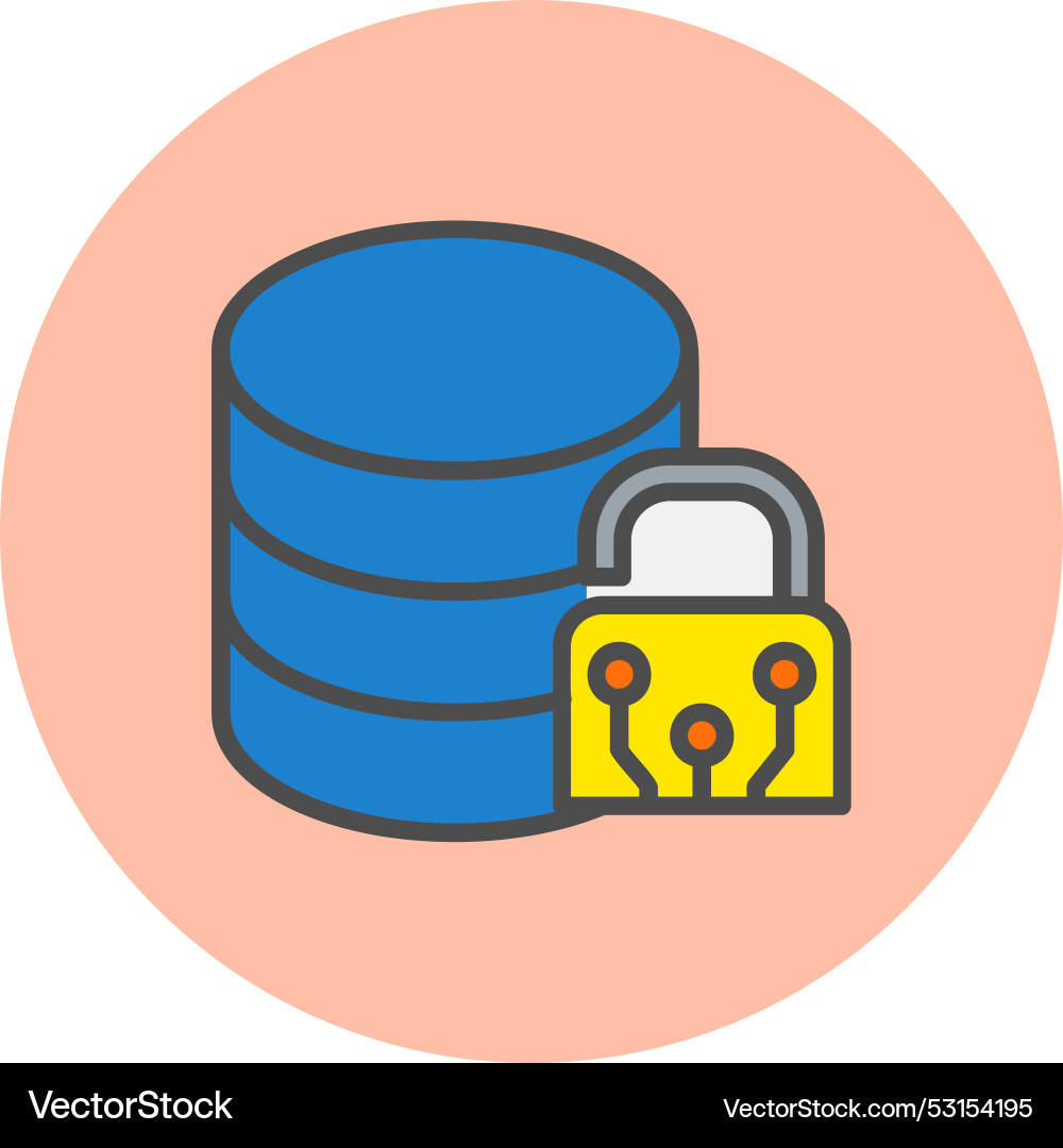 Data encryption line filled circle icon vector image
