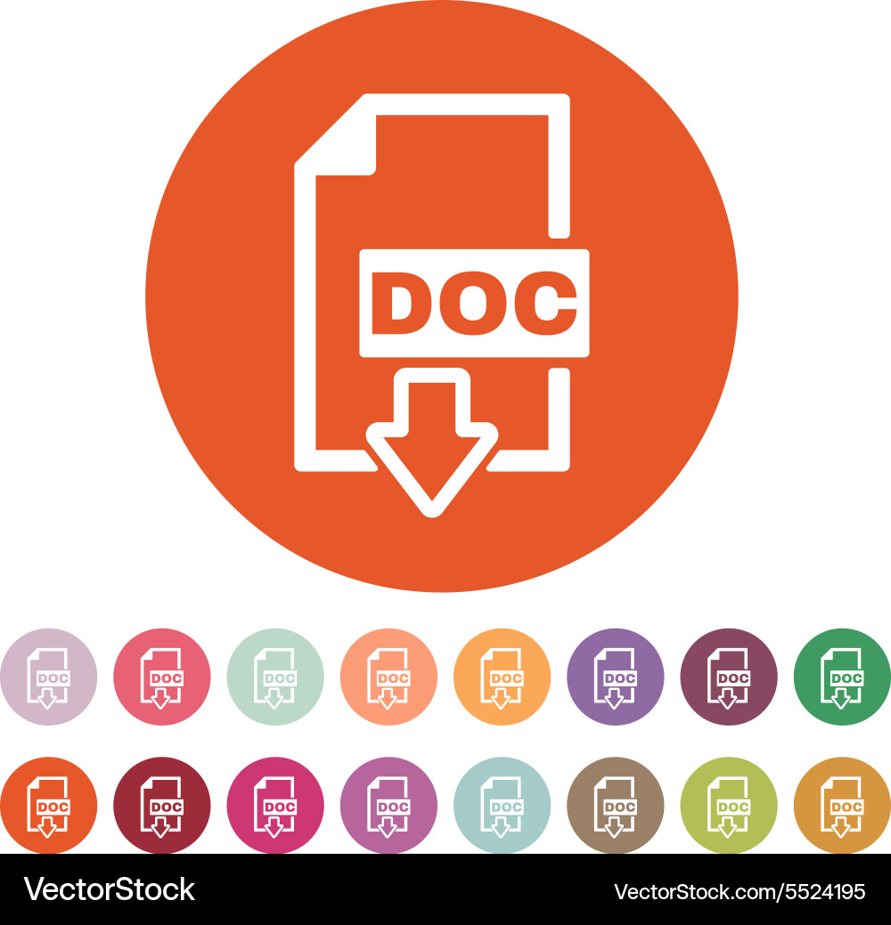 Doc icon text file format symbol flat vector image