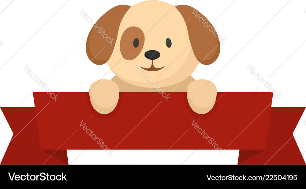 Hund auf roten Banner Ikone flach Stil Hund auf roten Banner Ikone flach Stil vektorbild