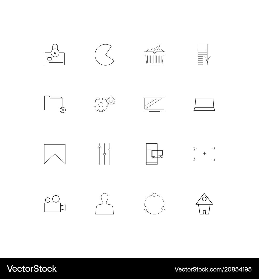 Interface linear thin icons set outlined simple Vector Image