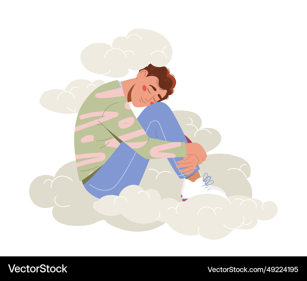 Man in clouds concept Man in clouds concept Vector Image