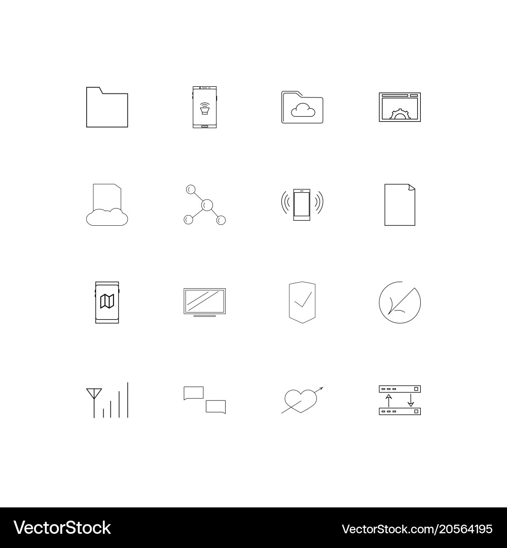 Netzwerk und Datenbank einfache lineare Icons Set vektorbild