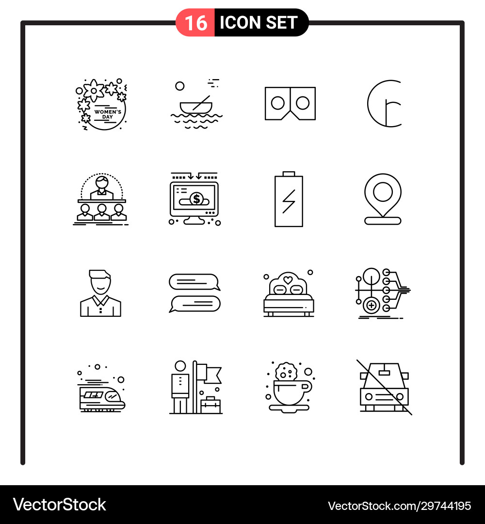 Set 16 line style icons for web and mobile Set 16 line style icons for web and mobile vector image