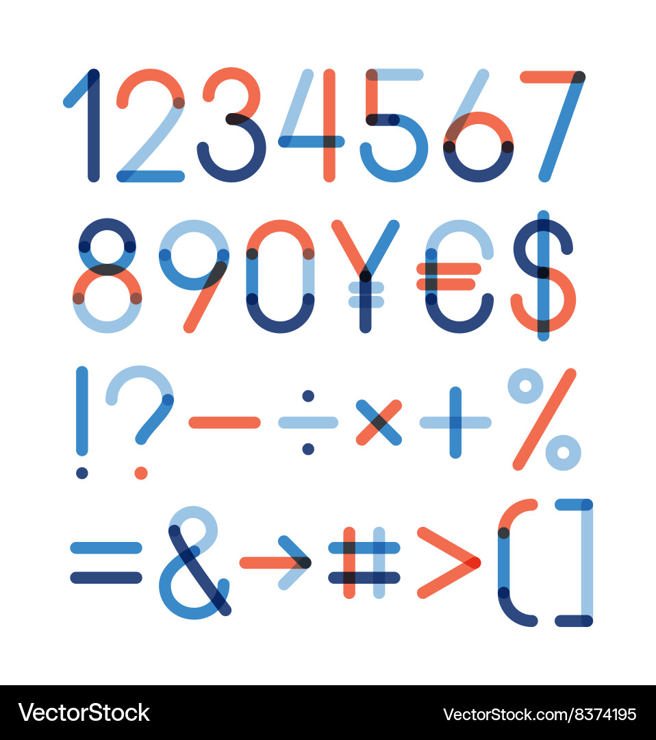 Set - numbers and other symbols Vector Image