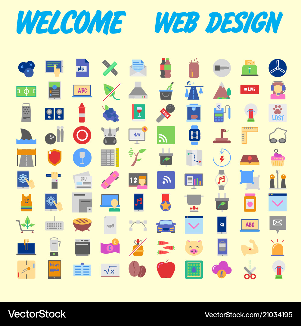 Simple set of flat line icons contains vector image