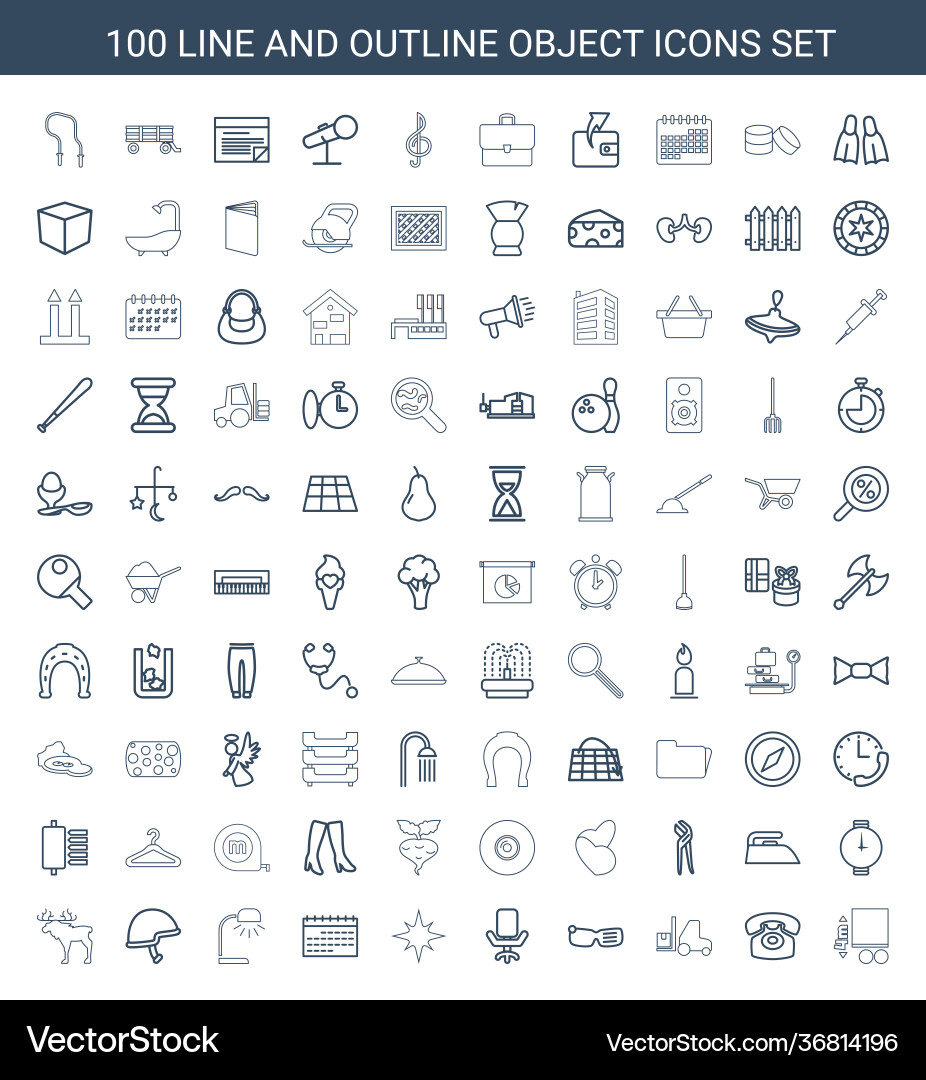 100 object icons Vector Image