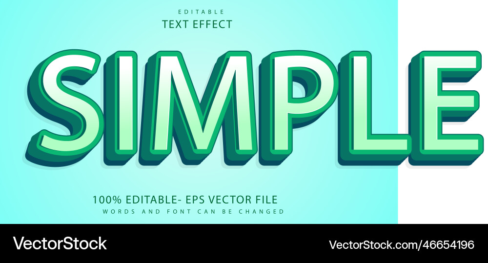 3d minimal word simple editable text effect 3d minimal word simple editable text effect vector image