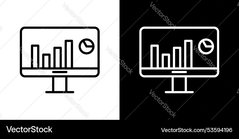 Analytics monitor thin line icon set Analytics monitor thin line icon set vector image