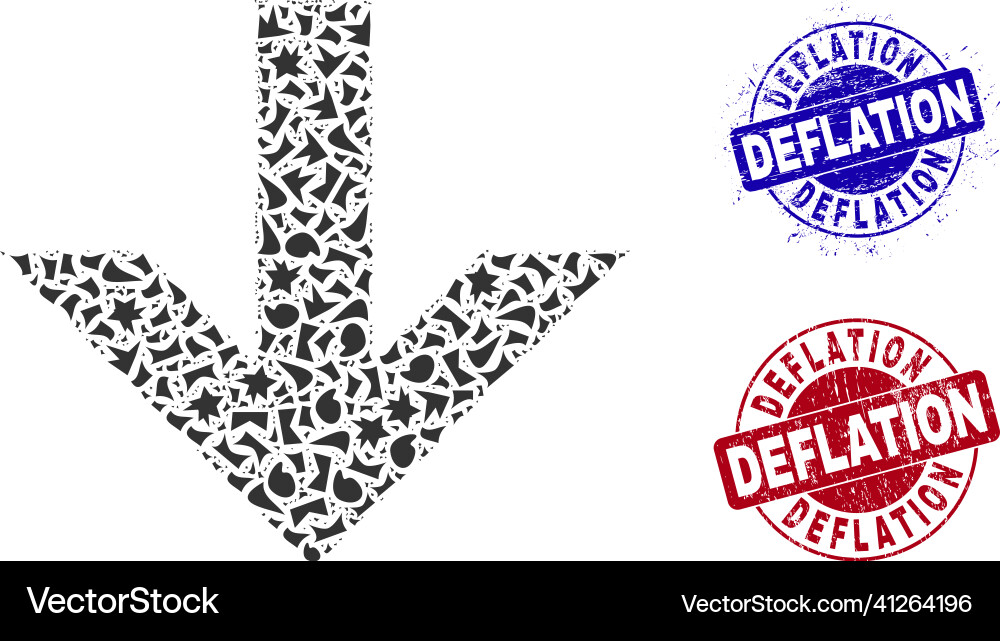 Arrow down mosaic of shards with deflation vector image