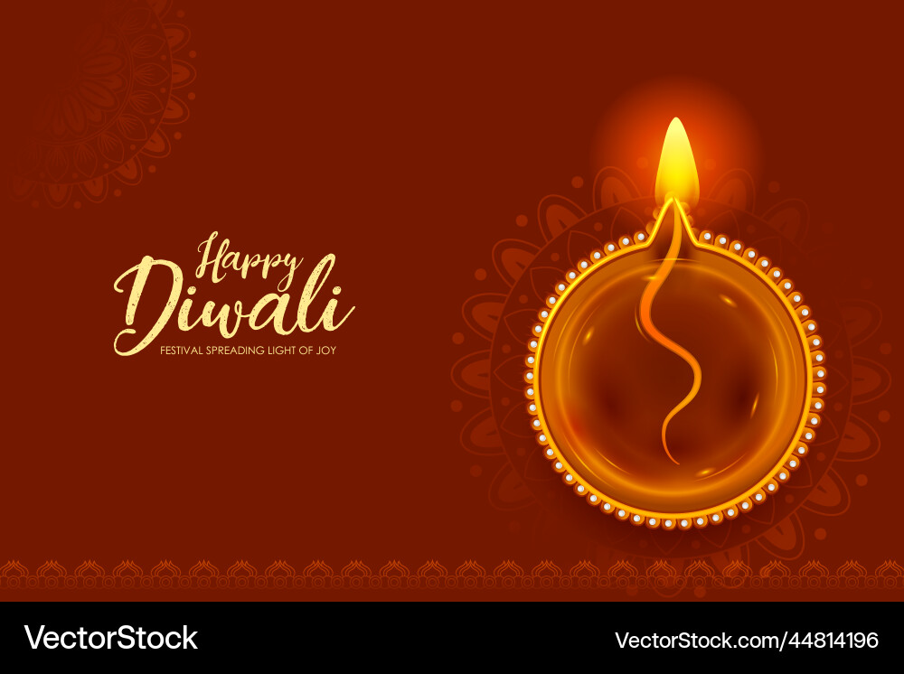 Background with burning diya on happy diwali Vector Image