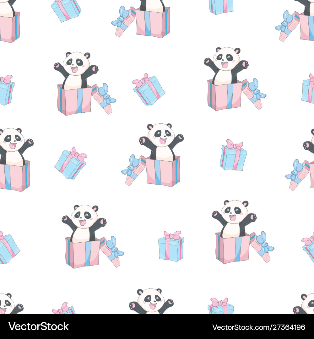 Cartoon seamless panda pattern Cartoon seamless panda pattern vector image