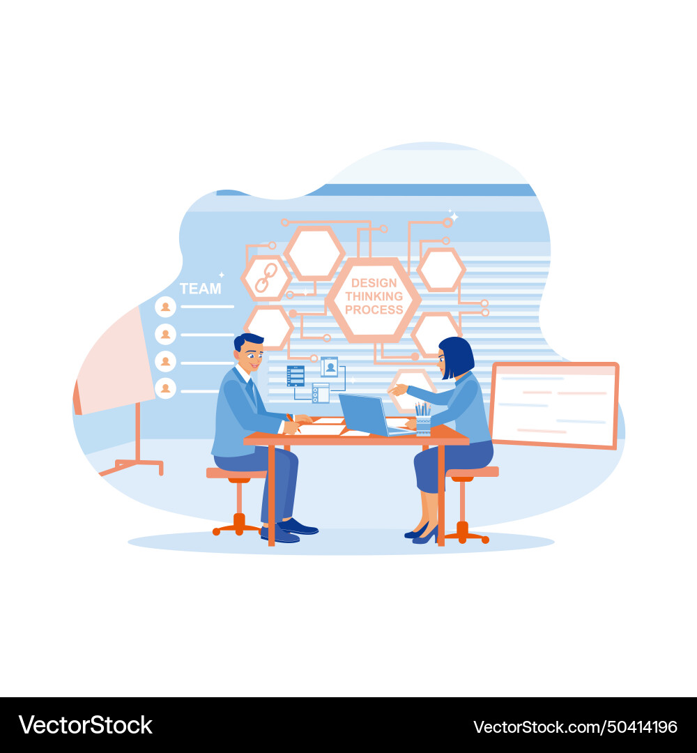 Close-up ux developer and ui designer exchanging Close-up ux developer and ui designer exchanging Vector Image