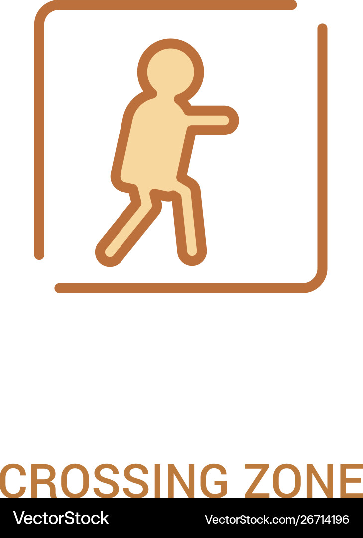 Crossing zone concept 2 colored icon simple line Crossing zone concept 2 colored icon simple line vector image